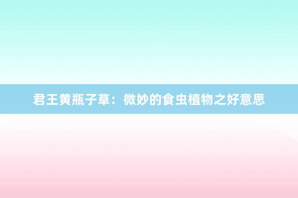 君王黄瓶子草：微妙的食虫植物之好意思