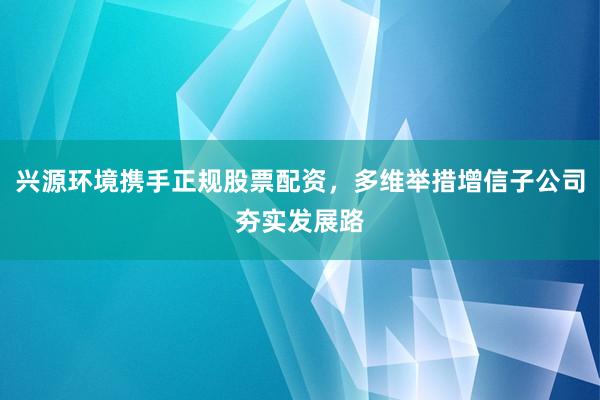 兴源环境携手正规股票配资，多维举措增信子公司夯实发展路