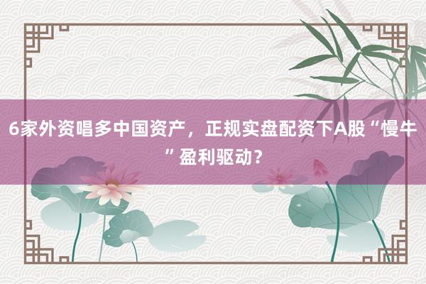 6家外资唱多中国资产，正规实盘配资下A股“慢牛”盈利驱动？