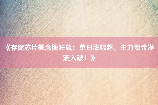 《存储芯片概念股狂飙：单日涨幅超，主力资金净流入破！》
