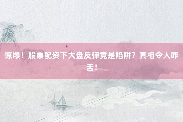 惊爆!股票配资下大盘反弹竟是陷阱?真相令人咋舌!