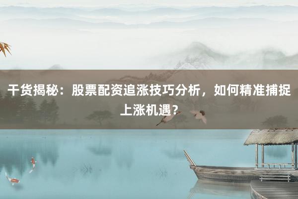 干货揭秘：股票配资追涨技巧分析，如何精准捕捉上涨机遇？