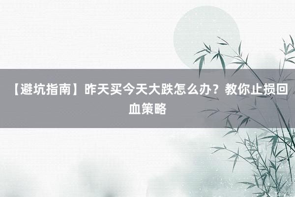 【避坑指南】昨天买今天大跌怎么办？教你止损回血策略