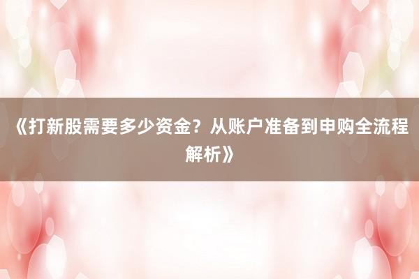《打新股需要多少资金?从账户准备到申购全流程解析》