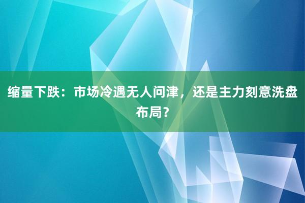 缩量下跌:市场冷遇无人问津,还是主力刻意洗盘布局?
