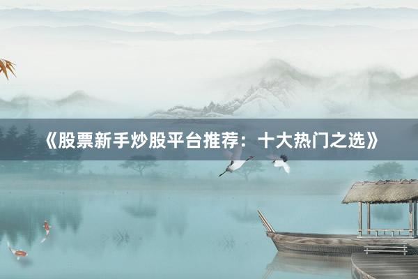 《股票新手炒股平台推荐：十大热门之选》