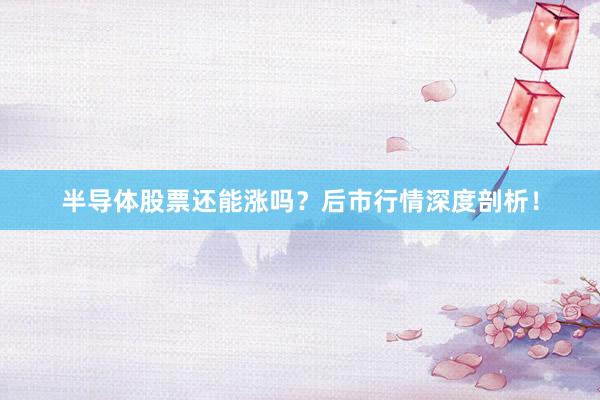 半导体股票还能涨吗？后市行情深度剖析！