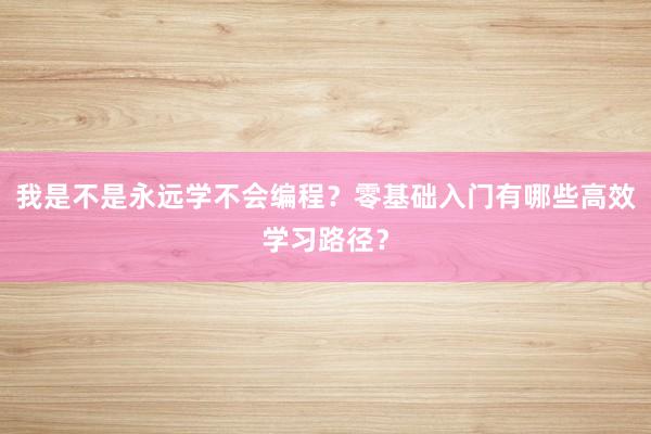 我是不是永远学不会编程？零基础入门有哪些高效学习路径？